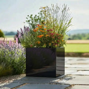 30cm Zinc Galvanised Polished Black Square Planter